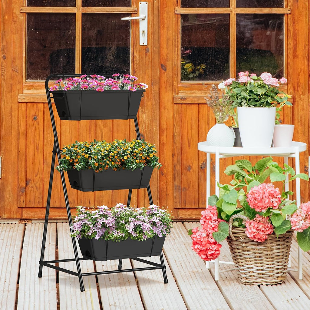 Raised Garden Bed 3 Tier Vertical Garden Planter Elevated Planter Boxes Outdoor Herb Planter with Drainage Holes
