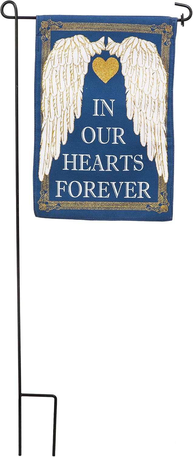 Evergreen Flag Black Iron Cemetery Garden Flag Stand - 15”W x 28”H
