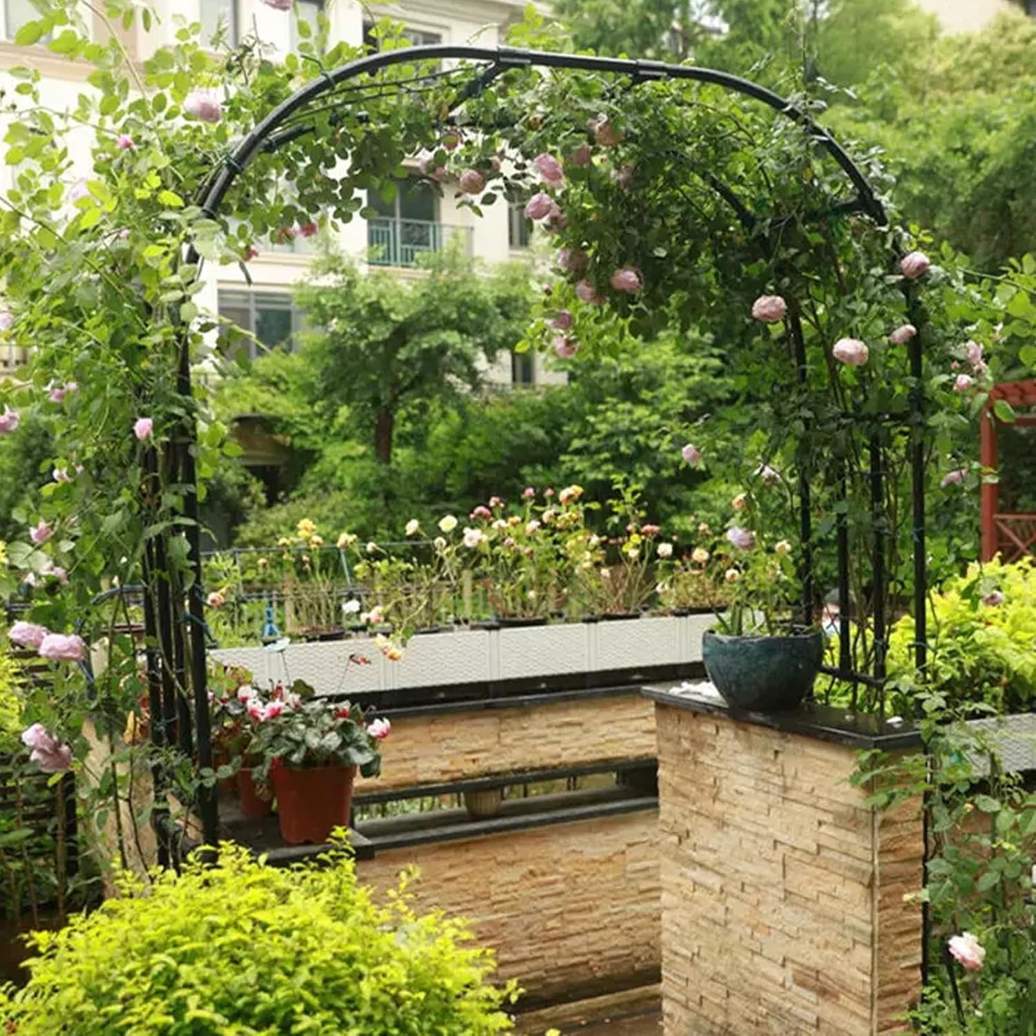 BUKLIYN Garden Arch Trellis - Garden Arch Size: 98.5in(L) * 94.5in(H) | Garden Trellis for Climbing Plants Outdoor