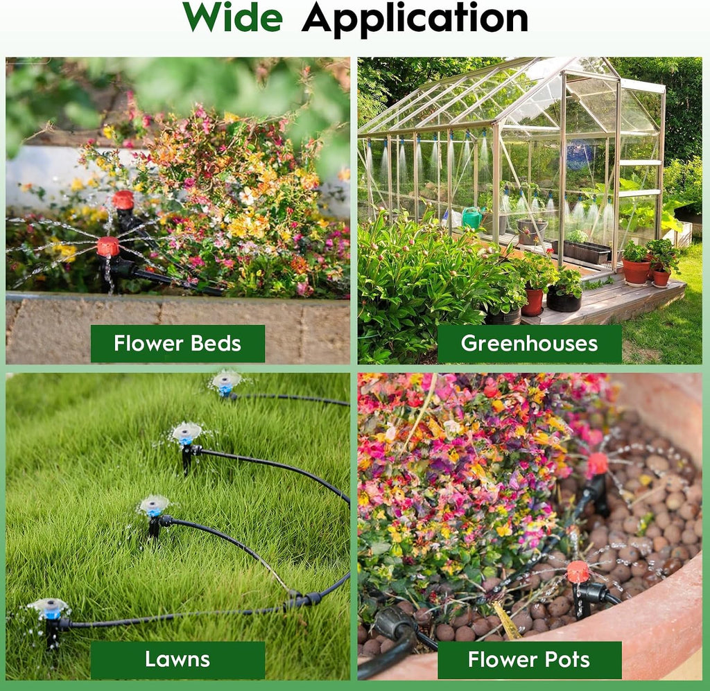 200FT Quick-Connect Drip Irrigation System, Automatic Irrigation Kit with 40FT 2/5" & 160FT 1/4" Tubing and Adjustable