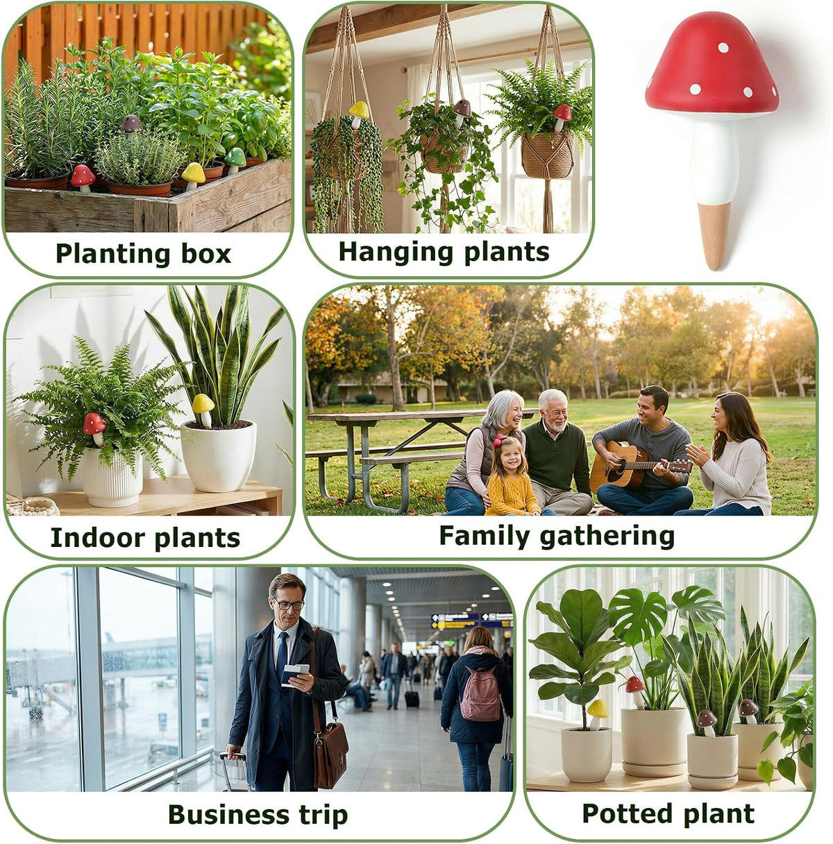 Plant Watering Globes, 16 Pack Self-Watering Terracotta Spikes - Mushroom Shape Irrigation Devices for Indoor & Outdoor