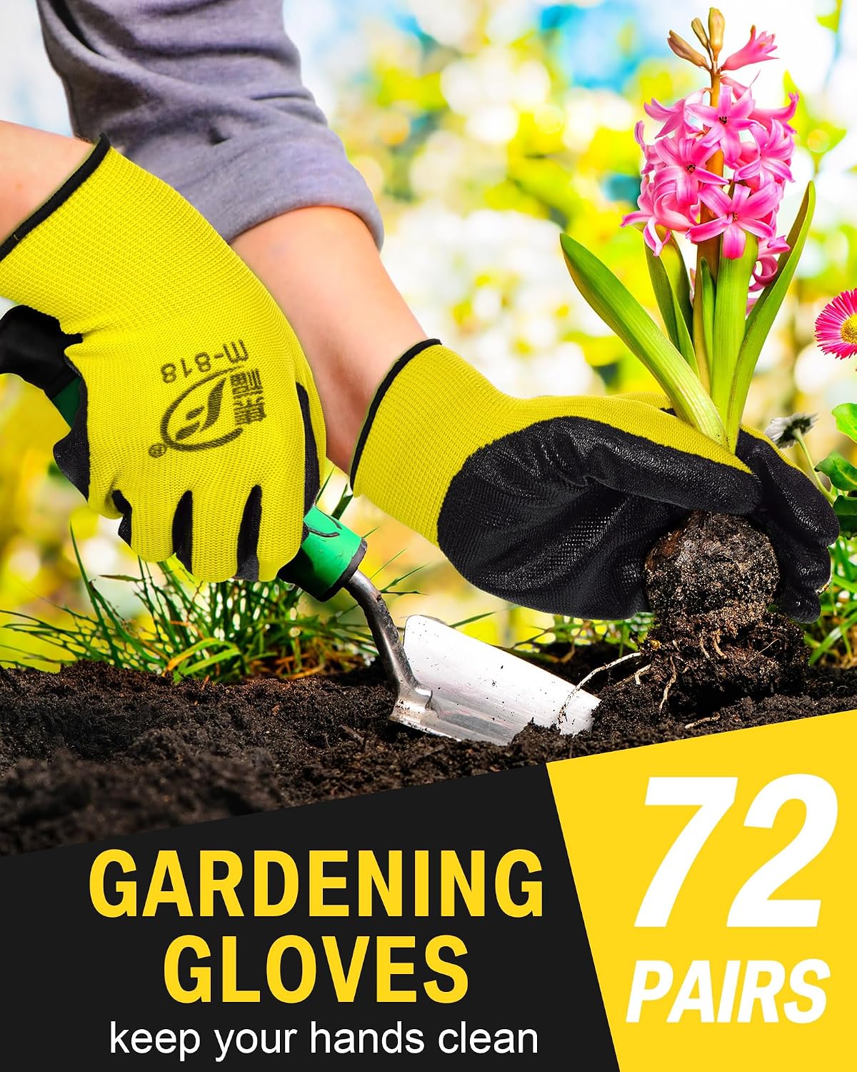 Potchen 72 Pairs Work Gloves Bulk Pack for Men and Women