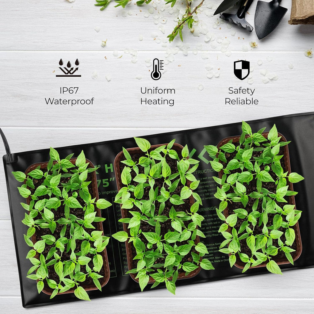 BN-LINK Seedling Heat Mat 10" x 20.75"-2 Pack and 5 Pack 5 Gallon Grow Bags