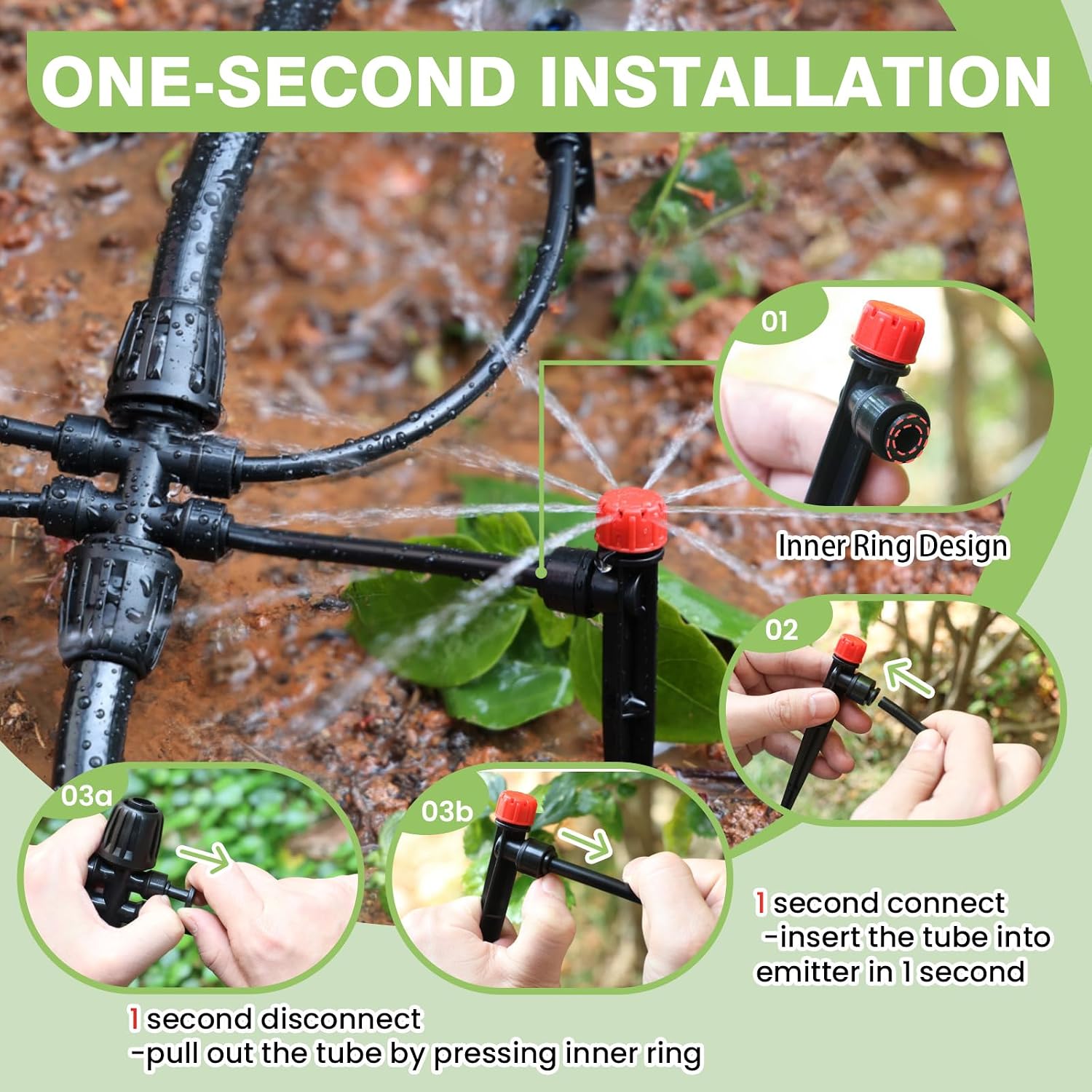 Maotong 240FT Drip Irrigation System Kit New Quick-Connect, Automatic Garden Watering Misting System for Greenhouse