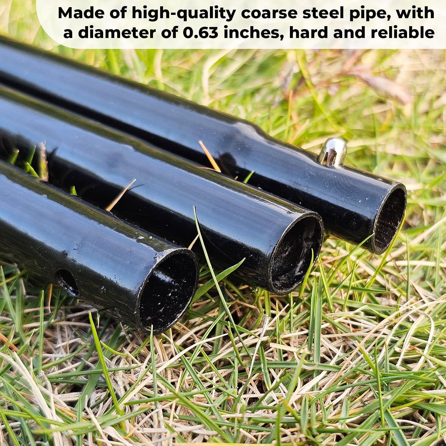 72 Inch Garden Stake Netting Support, Black Heavy Duty Powder Coated Steel Frame for Garden Fencing, Plant & Crop