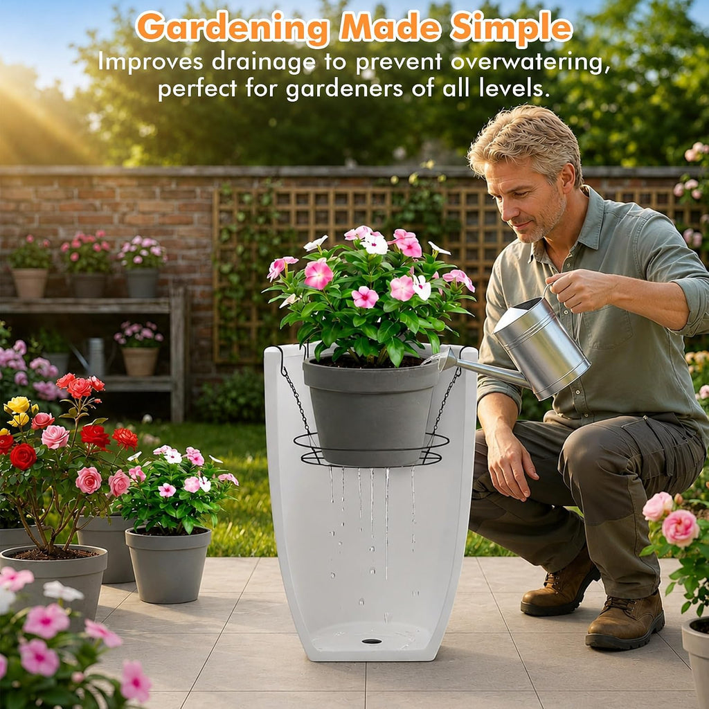 PeoMev 3pc Adjustable Planter Insert 12-18" Plant Risers for Inside Pots | Stainless Steel Lift Kit Planter Insert with