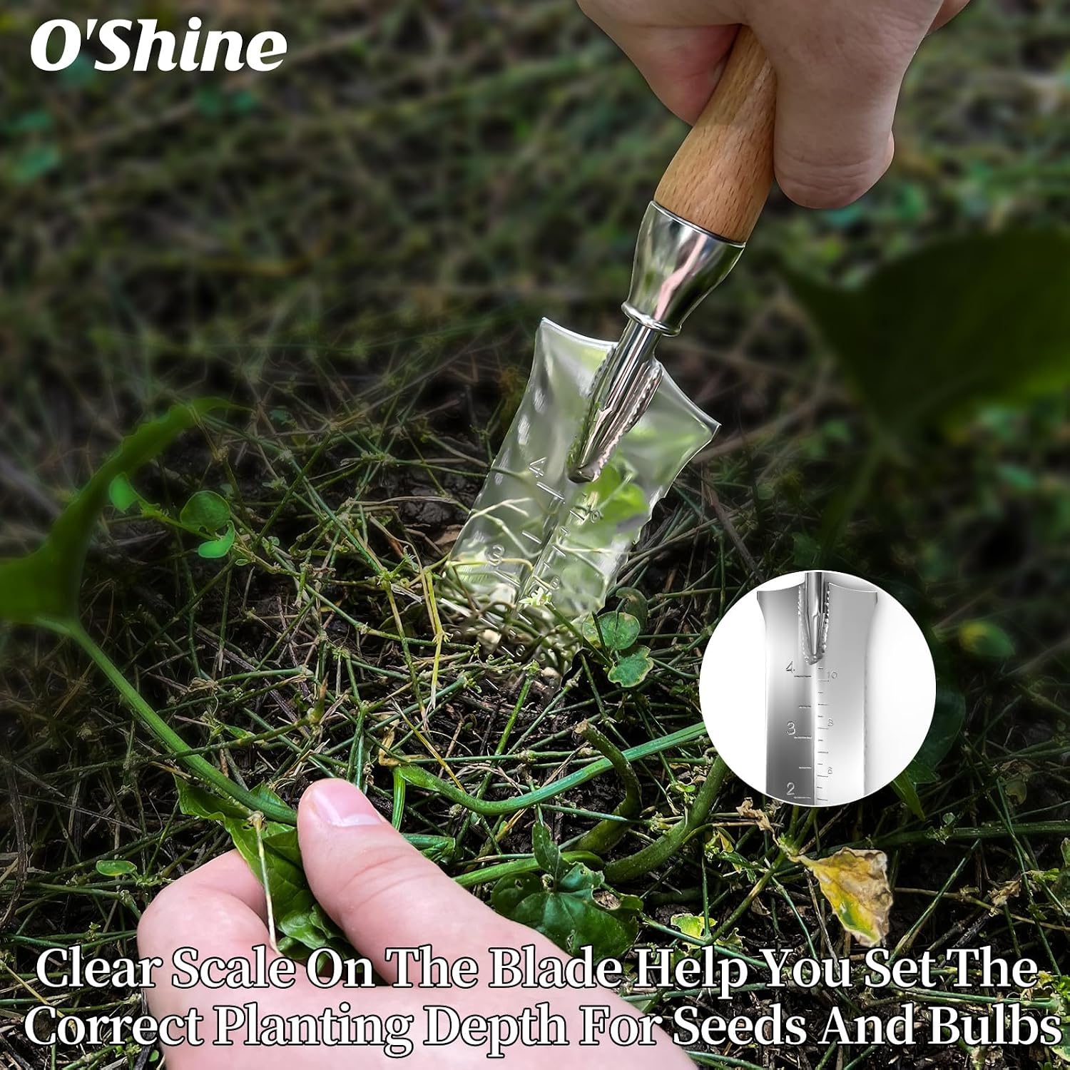 O'Shine 5.5” Full Tang Japanese Hori Hori Garden Knife, Stainless Steel Small Soil Knife for Planting & Transplanting