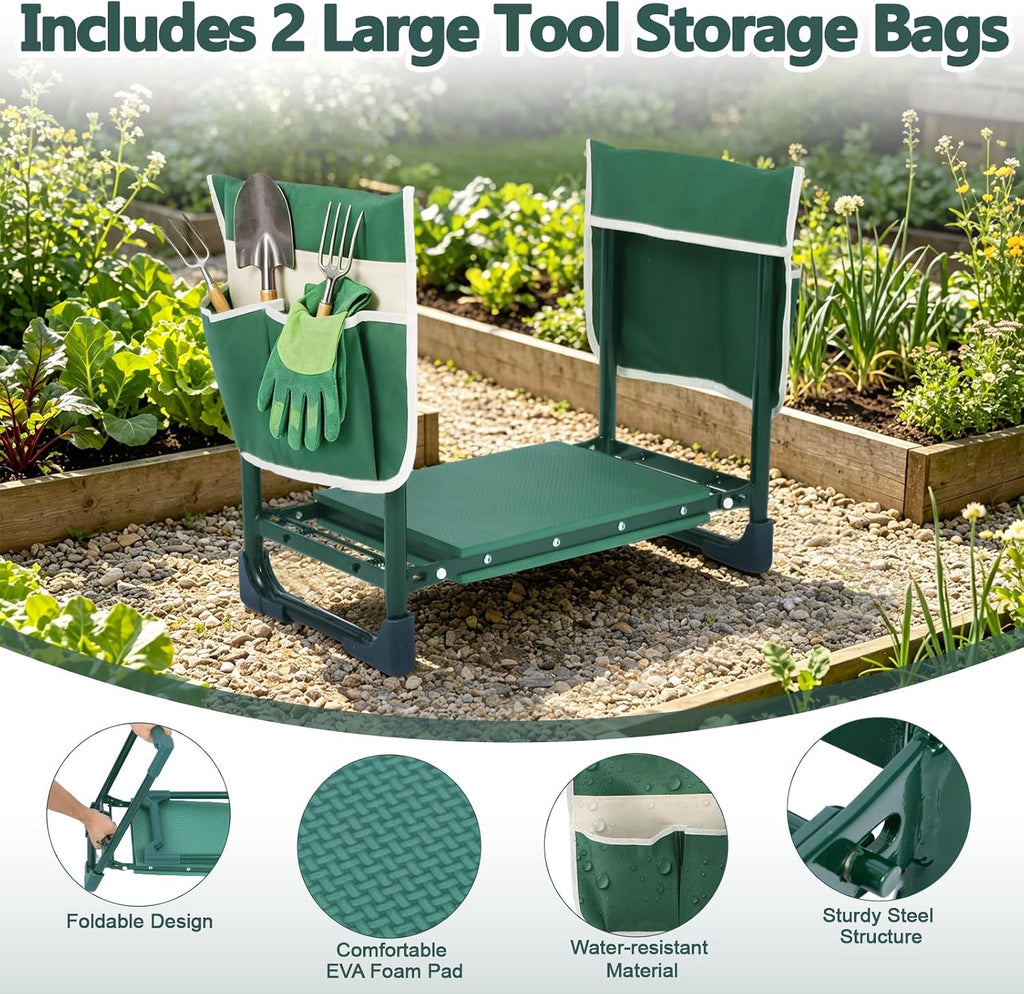 Garden Kneeler and Seat Heavy Duty, Upgraded 350 lbs Load Capacity Garden Bench, 2-in-1 Foldable Gardening Stool, Foam