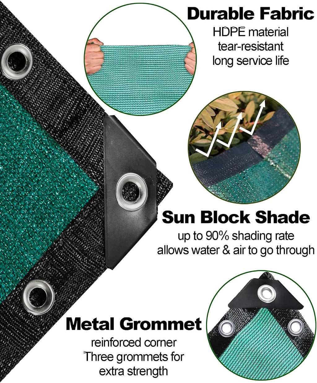 90% Green Shade Cloth 6ft x 8ft Heavy Duty Mesh Tarp with Grommets | Outdoor Sun Shade Canopy for Patio, Garden