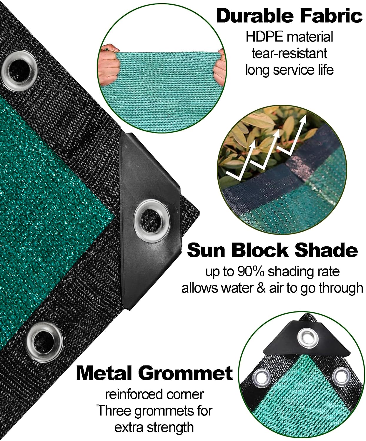 90% Green Shade Cloth 6ft x 8ft Heavy Duty Mesh Tarp with Grommets | Outdoor Sun Shade Canopy for Patio, Garden