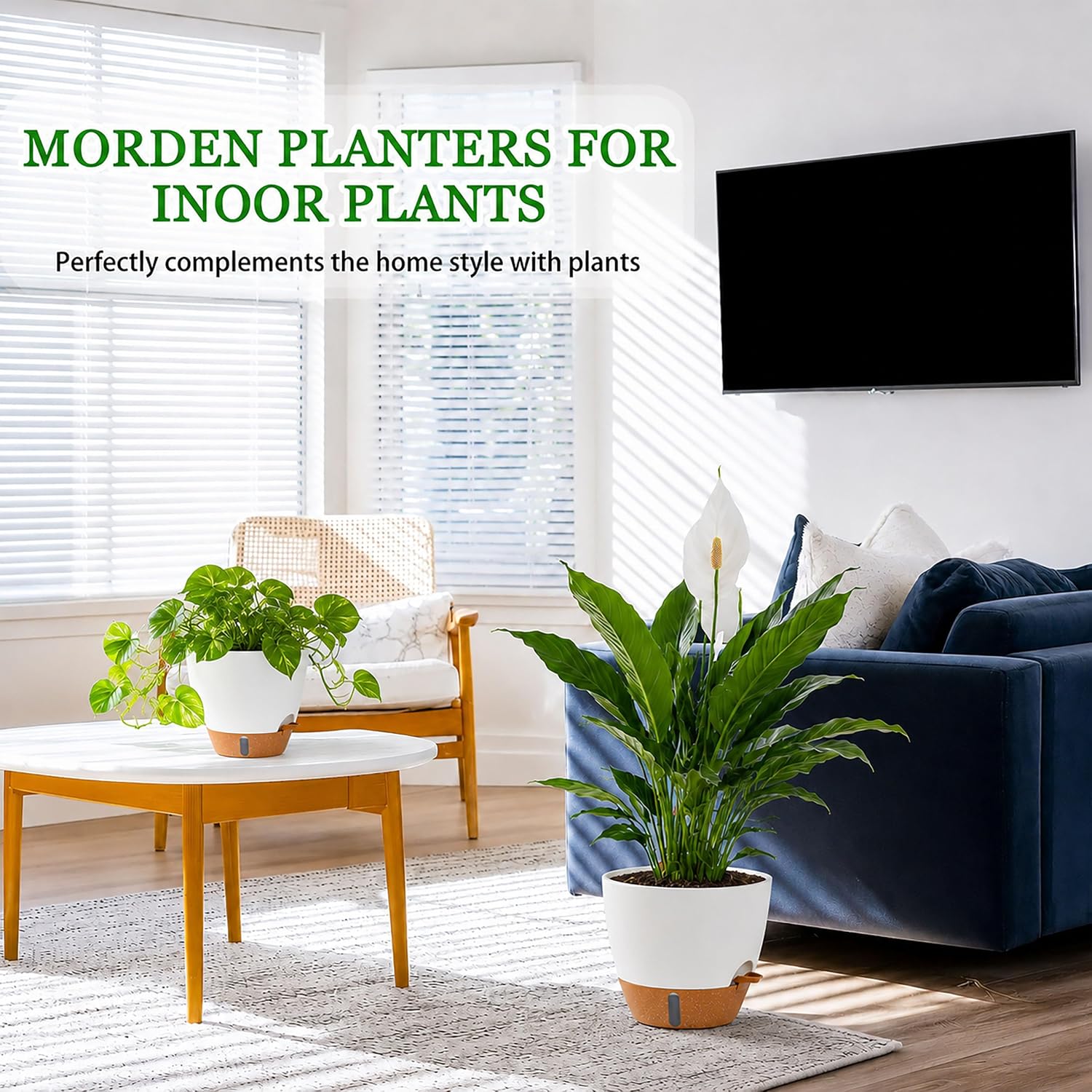 8/10/12 Inch Self Watering Pots for Indoor/Outdoor Plants | Large Plastic Planter with Drainage Holes, Water Level