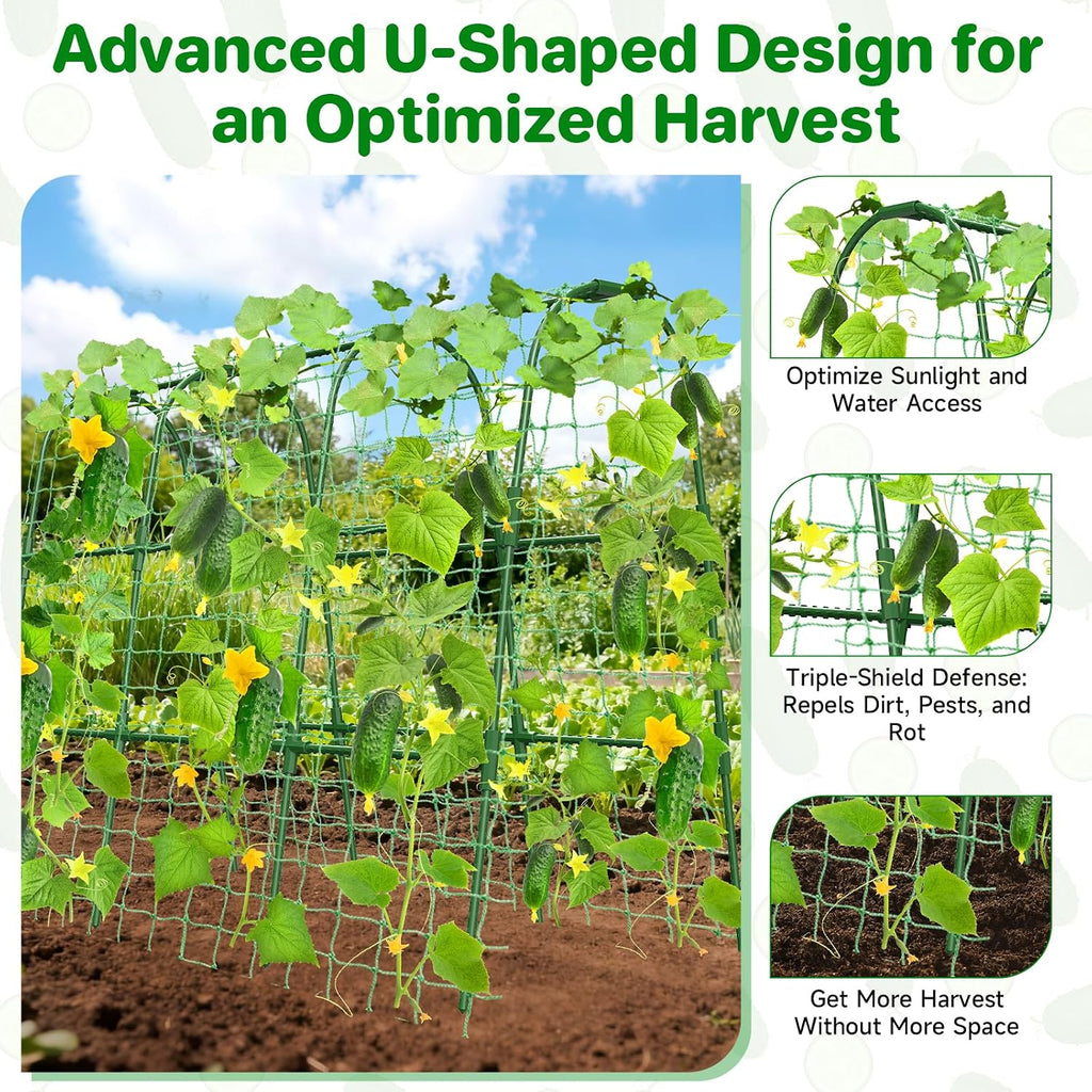 Cucumber Trellis for Raised Bed, U-Shape Garden Trellis for Climbing Plants Outdoor, Metal Arch Trellis for Vegetables