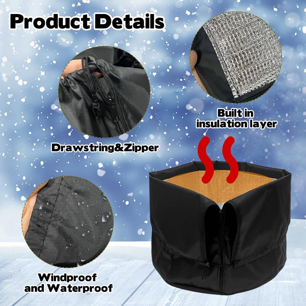 4 Pack Plant Winter Protection Pot with Drawstring and Zipper,17.7" x19.7"Plant Pot Covers,Flower Pot Protection