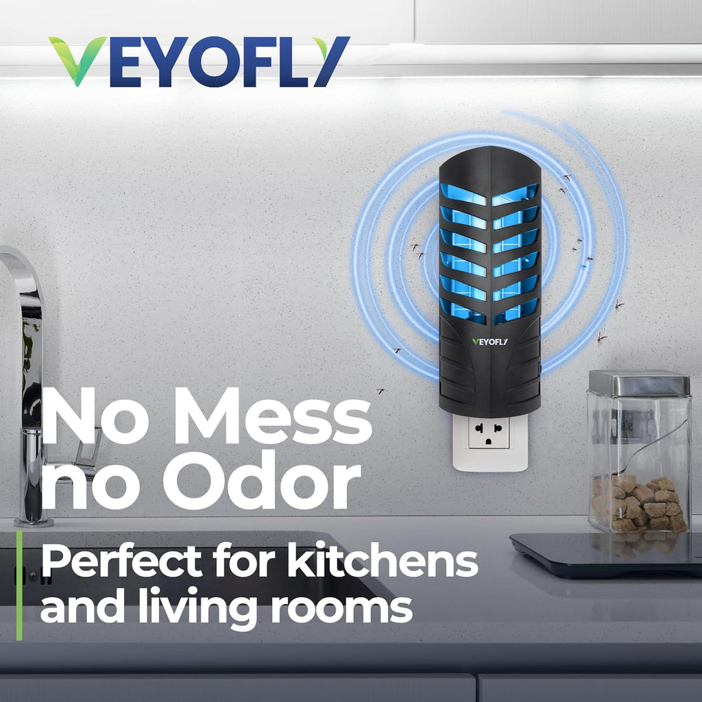 VEYOFLY Fruit Fly Traps for Indoors (4 Device + 12 Refills), Gnat Trap Indoor Plug in, Bug Traps, Flying Insect Trap