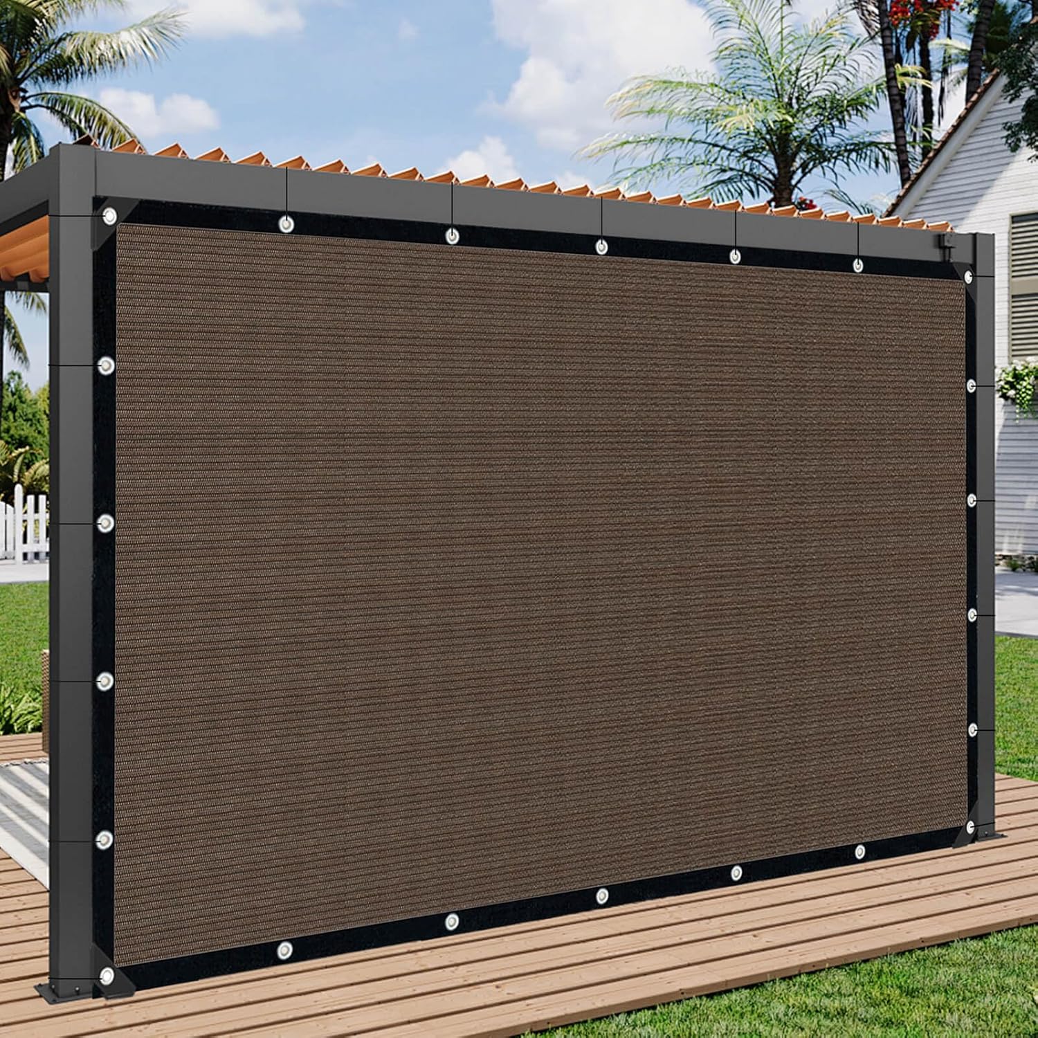 Sun Shade Cloth for Outdoor Patio,Pergola Shade Cover with Grommets Deck Shade Privacy Screen Balcony,90% UV Protection