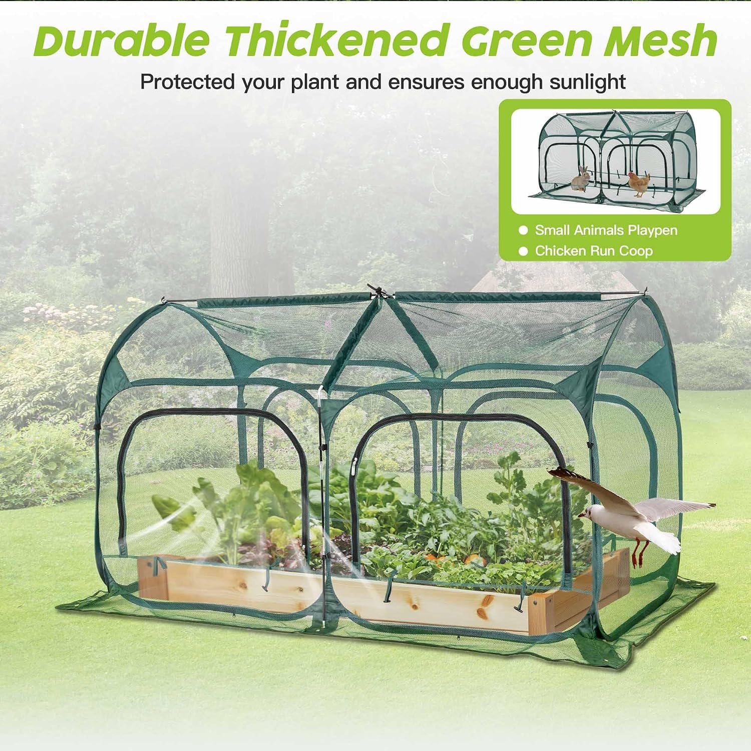 Poray Large 5.3x2.6FT Plant Netting Cover, Pop up Tunnel Crop Cage Gardening Net,Pest Guard Cover for Vegetables