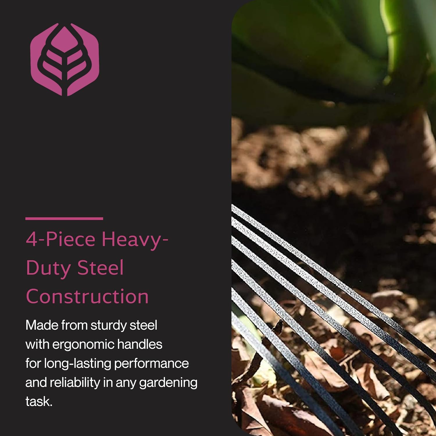 Yard Butler Terra Tuff Hand Tool Bundle, Rust-Resistant | Includes Hand Tiller, Hand Shovel, Hand Weed Puller, and Hand