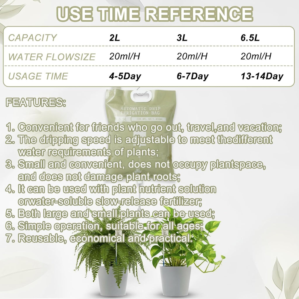3 Pcs Plant Self Watering Device,6.5L Automatic Vacation Plant Waterer Bag | self watering system w/2 Adjustable
