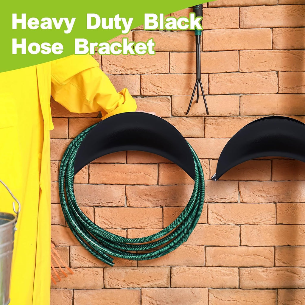 Thyle 6 Pcs Heavy Duty Wall Mount Garden Hose Holder, Metal Water Hose Rack with Screws Black Rustproof Storage