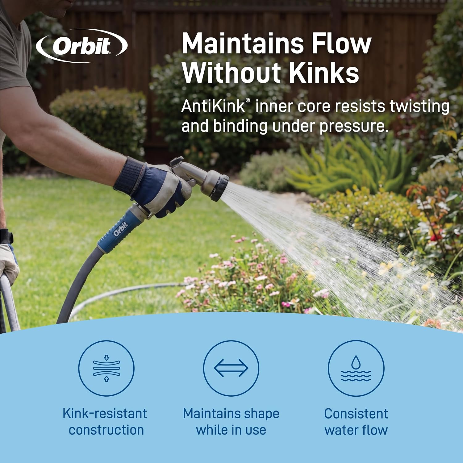 Orbit ExoJacket Fabric Garden Hose - 100 ft x 5/8 in - Heavy-Duty Fabric - Durable ExoJacket Construction - Antikink
