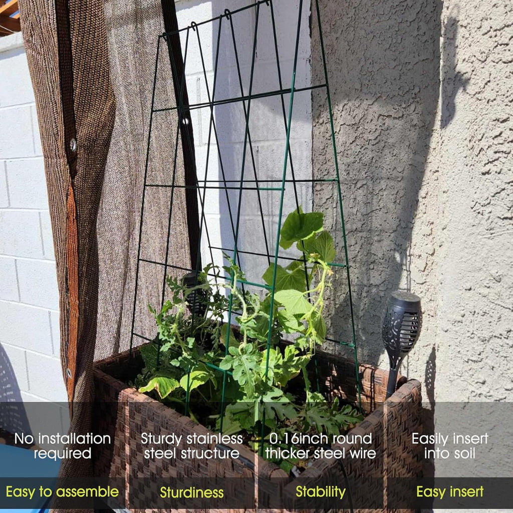 RIFNY Cucumber Trellis for Raised Bed, Garden Trellis 16.5 x 40 Inch, Black | 2 PCS Metal Trellis for Climbing Plants