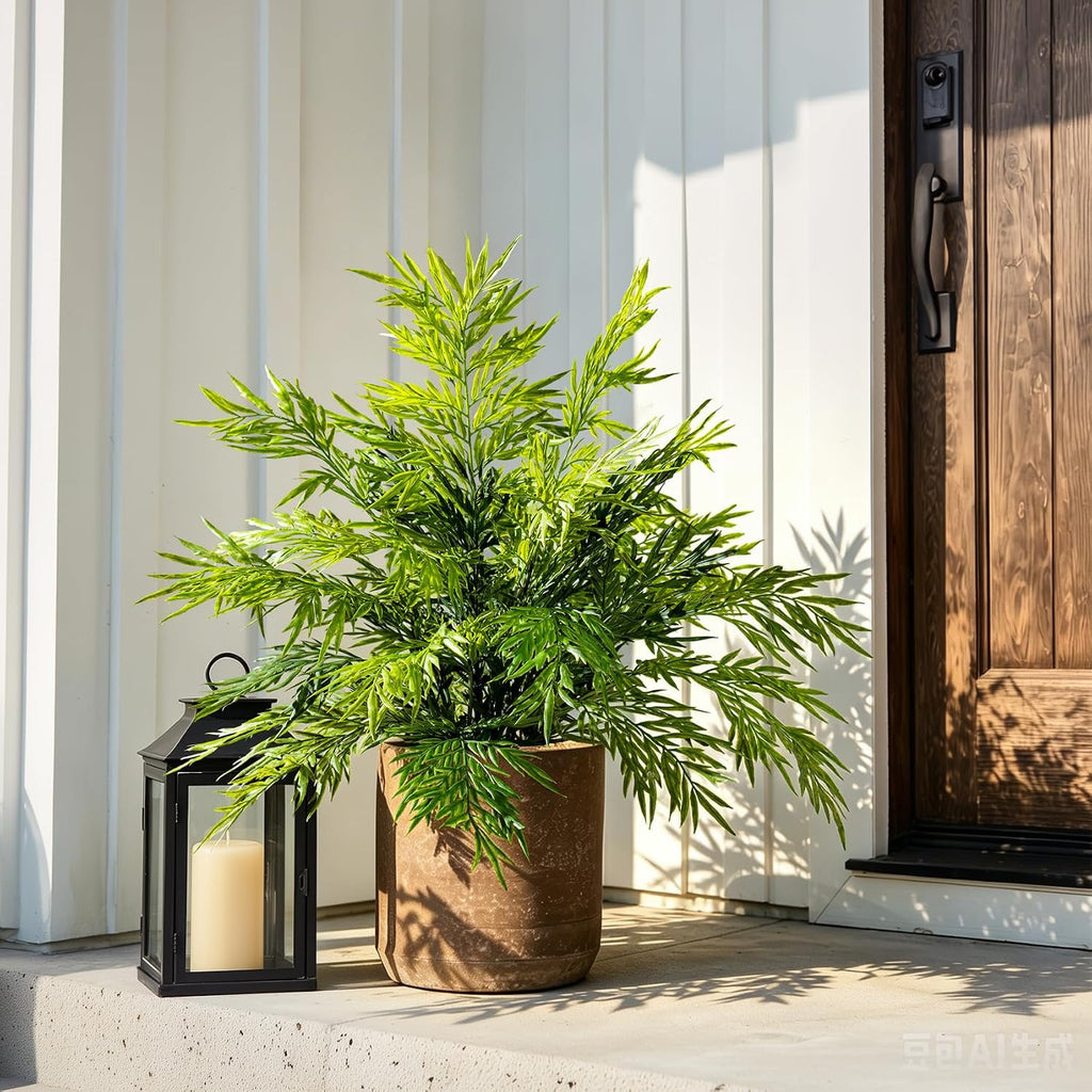 2 Pack Artificial Fern Plants in Pots Artificial Boston Ferns Potted Plants Faux Fern Bush Plant Shrubs Greenery for
