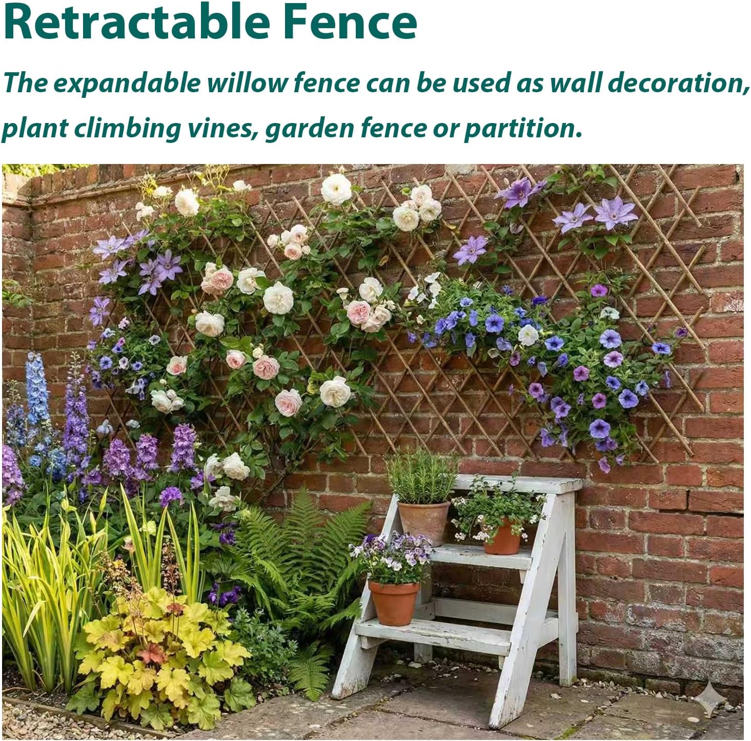 Natural Willow Lattice 2 Pack, Willow Expandable Fence 36x98 Inch, Reusable Lattices Trellis for Climbing Plants