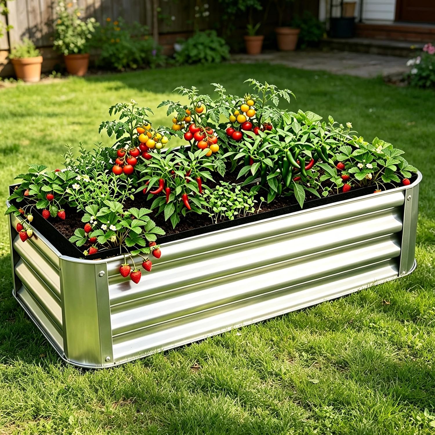 2 Sets Raised Garden Bed Liner Bag, 4 x 2 x 1 ft Breathable Grow Bed Fabric Liners with Clips Gloves, Garden Grow Bed