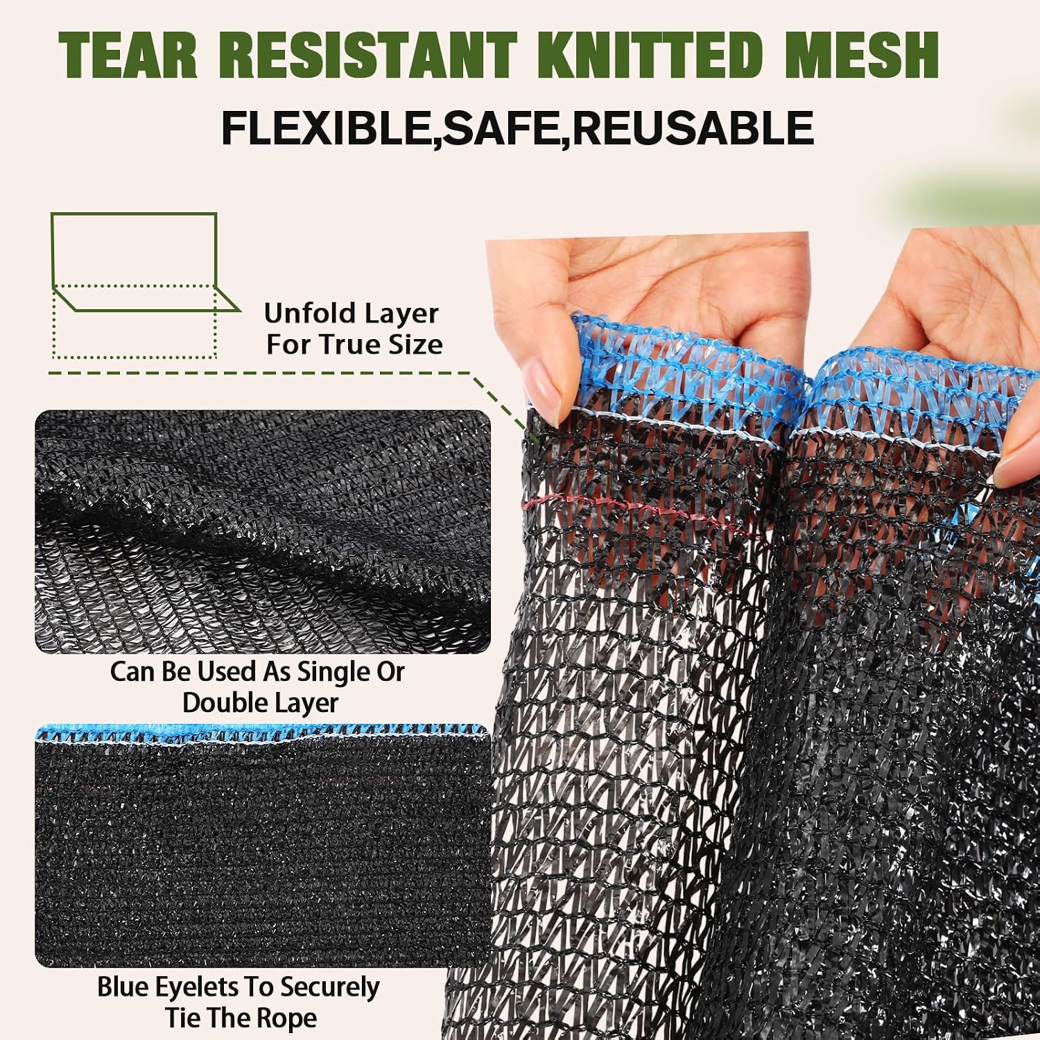 40% 6ft x 100ft Bulk Eyelets Shade Cloth Roll Sunblock Shade UV Resistant Net Windscreen Cover Fabric Roll for Garden