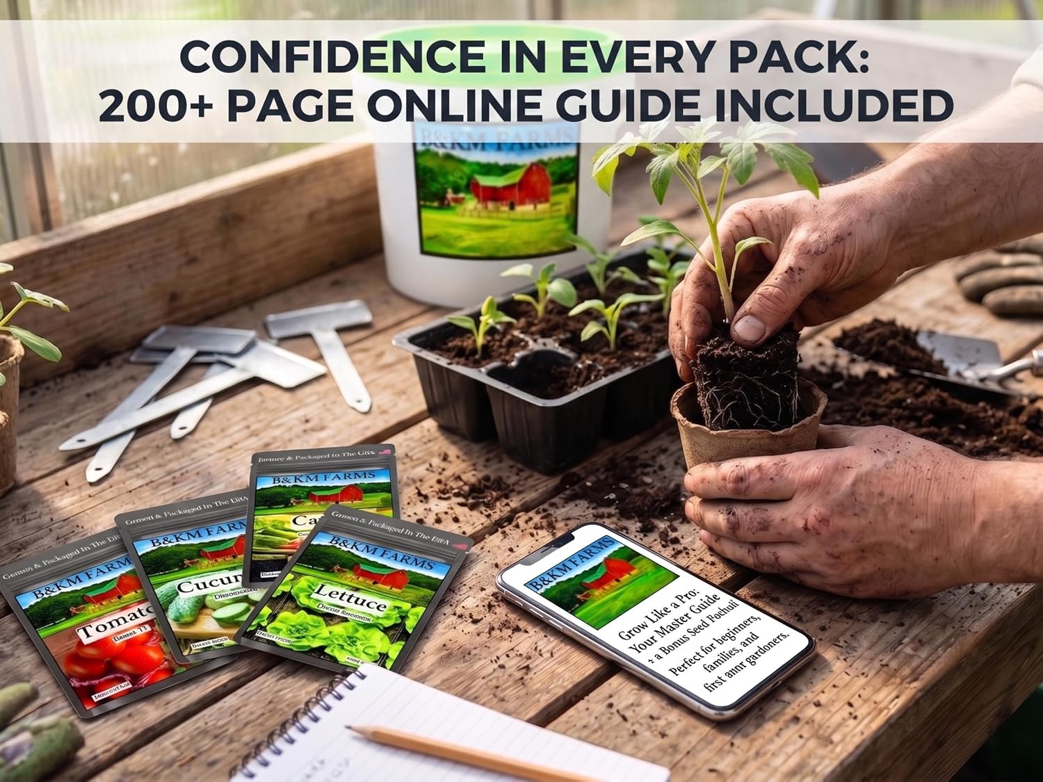 B&KM Farms 100,000 Non-GMO Heirloom Seed Kit-50 Fruit & Vegetable Variety