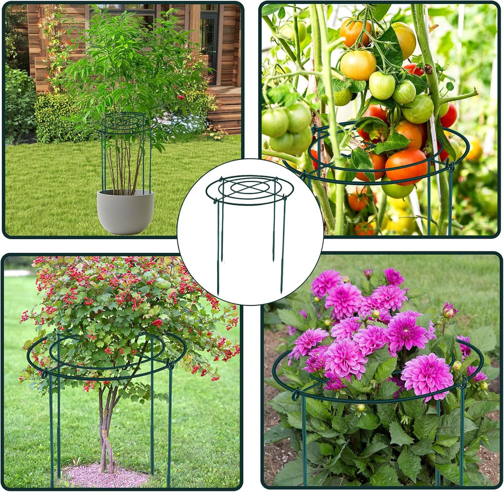 2Set Metal Peony Grid Cages, 30"H X 13"D Large Flower Support Cages Grow Through Hoop Ring Peony Stakes Garden Plant