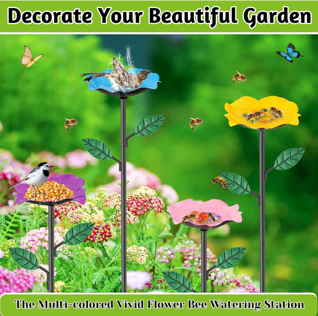 4 Pack Bee Watering Stations Metal Butterfly Bee Feeder for Yard Decor | 4 Pack Bee Watering Stations, Metal Bee