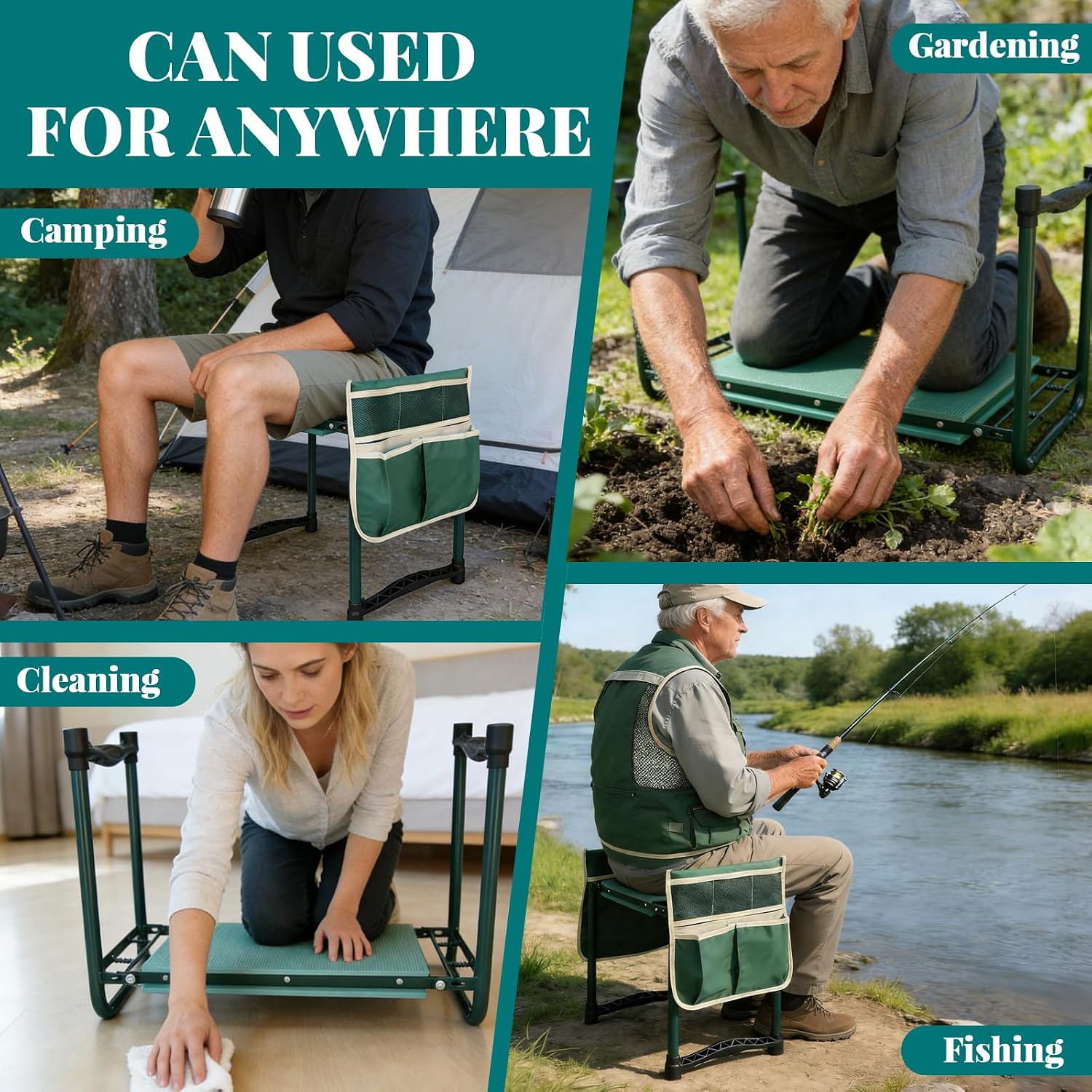 Garden Kneeler and Seat Gift for Women, Men, Seniors, Mom, Dad | Heavy-Duty with Two Tool Bag Extra-Wide 11.02"