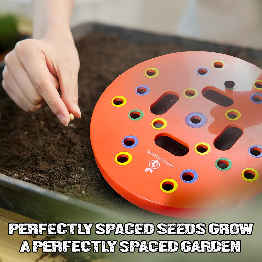 Round Seed Planting & Spacing Template for Grow Bags & Container Gardening | Color-Coded Layout | Spoon Included