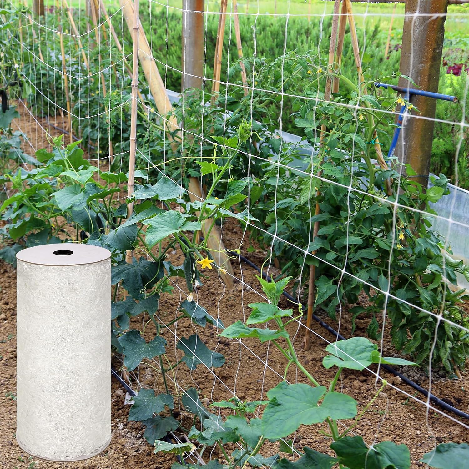Berlune 6.5 x 700 ft Trellis Netting Roll Heavy Duty Nylon Garden Trellis Netting with 6 Inch Mesh Soft Plant Support