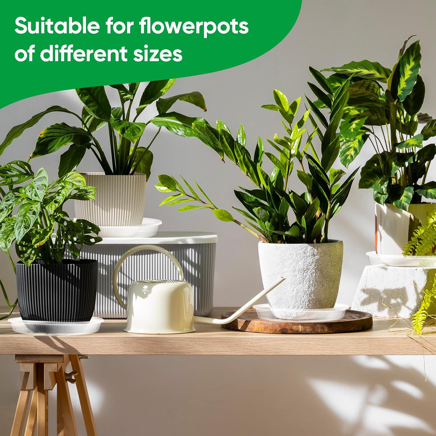 25 Pack Plant Saucer Tray, 6/8 / 10/12 /14 inch Heavy Duty Flower Pot Trays, Plastic Plant Saucer for Indoor & Outdoor