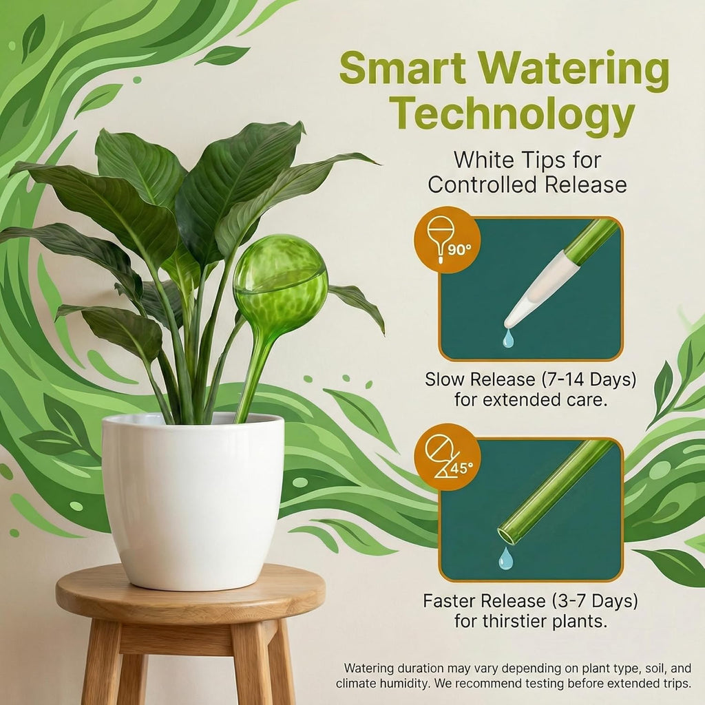 Little Green Leaf Automatic Plant Watering Globes Self Watering Planter Inserts (Set of 6) | Hands Free Multicolor