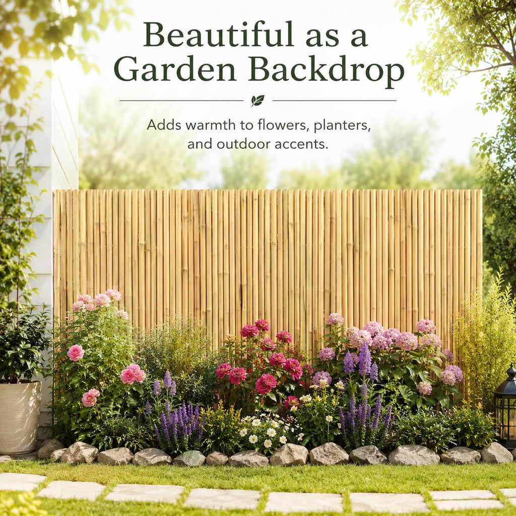 3 x 6FT 0.9-1.1in Large Diameter Bamboo Fence Panel for Garden, Patio, Pool, Balcony & Indoor Divider