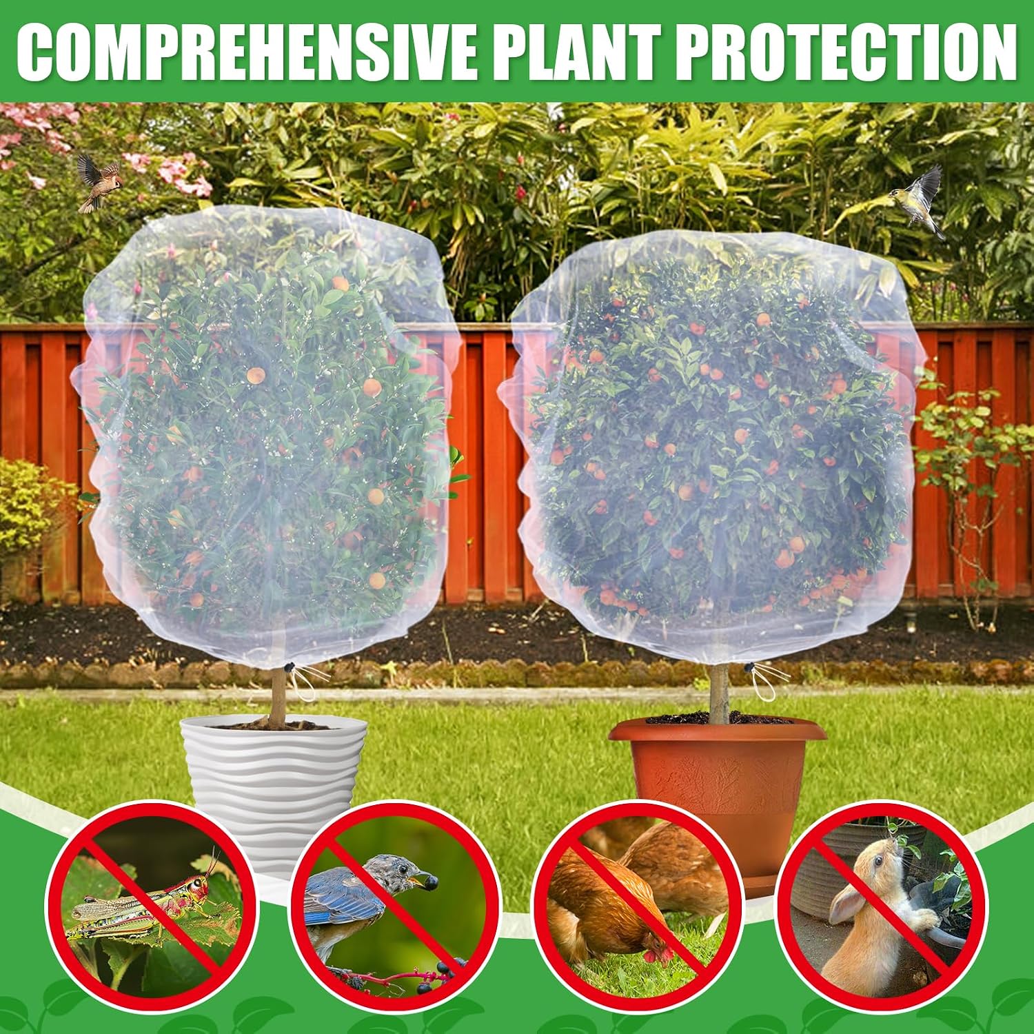 Acostop 6 Pcs 4x5ft Insect Bird Garden Netting for Protecting Plant | Fine Mesh Blueberry Bushes Net Cover with