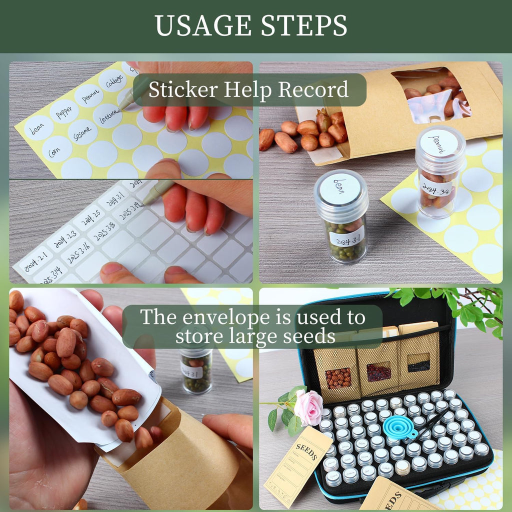 240 Slots Seed Storage Organizer with 30 Envelopes Portable Sturdy Seeds Container Box Airtight Garden Seed Saver