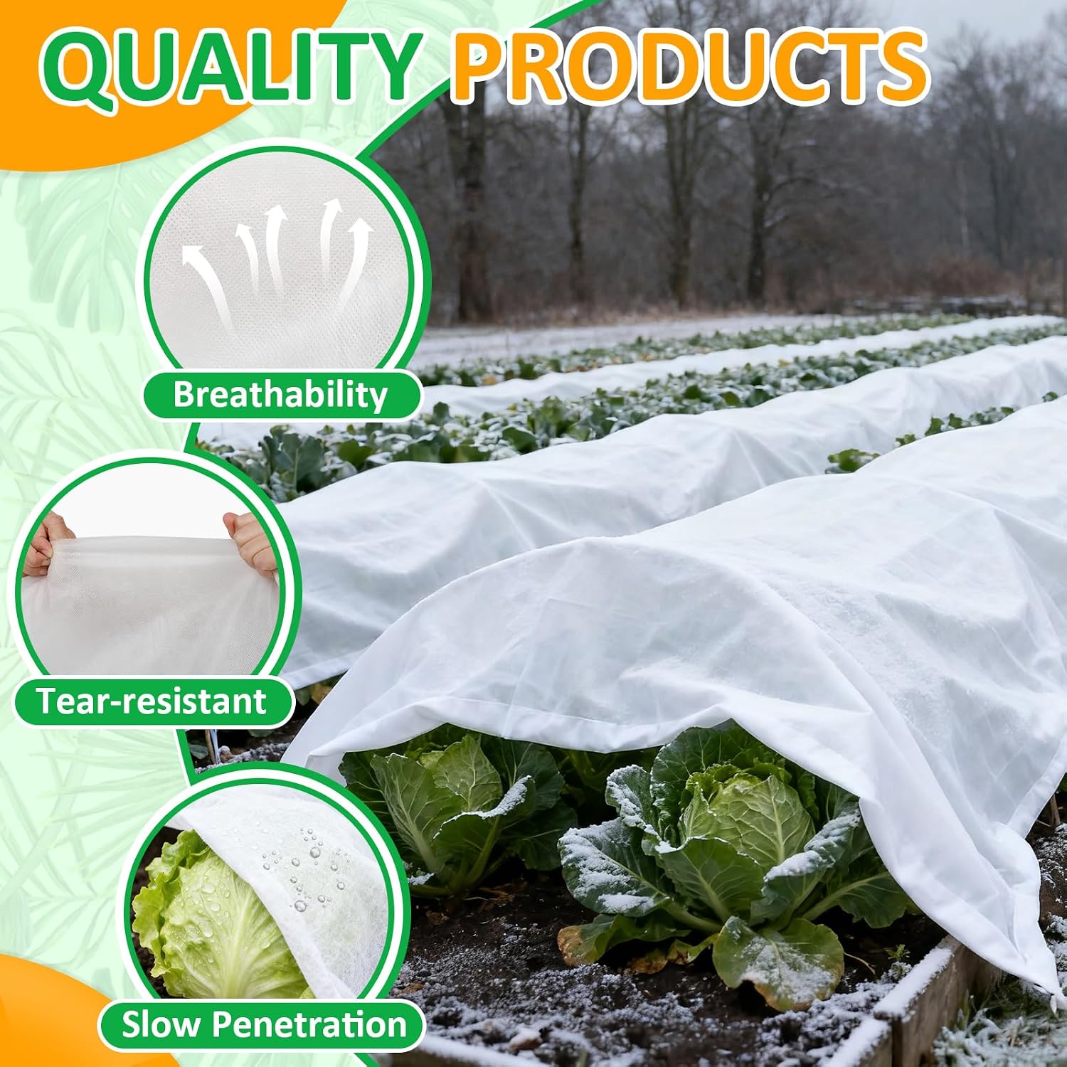 White Plant Covers Freeze Protection, 10 x 50 ft - 2 oz/yd² Frost Cloths for Outdoor Plants, Tree Covers Freeze