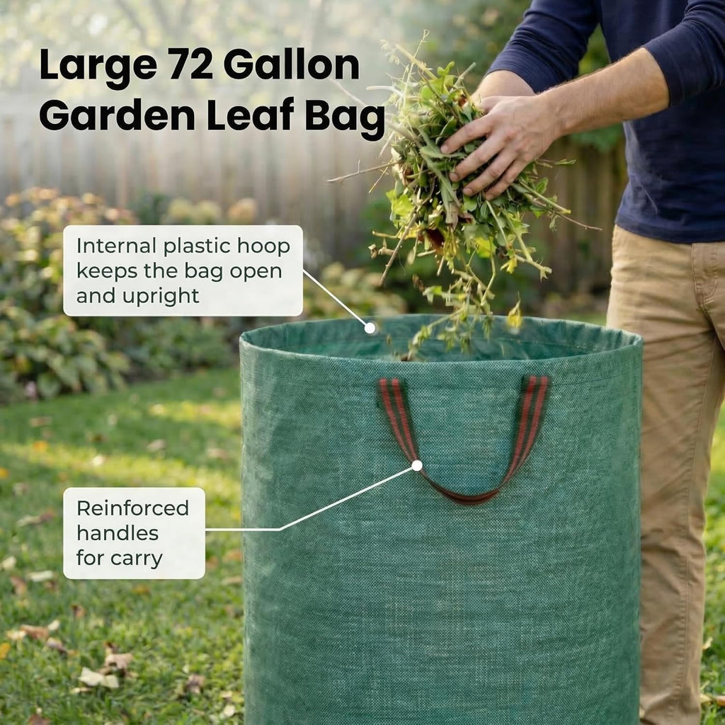 Gardzen 3 Pack 72 Gallon Garden Waste Bags Reusable Heavy Duty | Gardening Bags for Lawn, Pool and Yard Cleanup