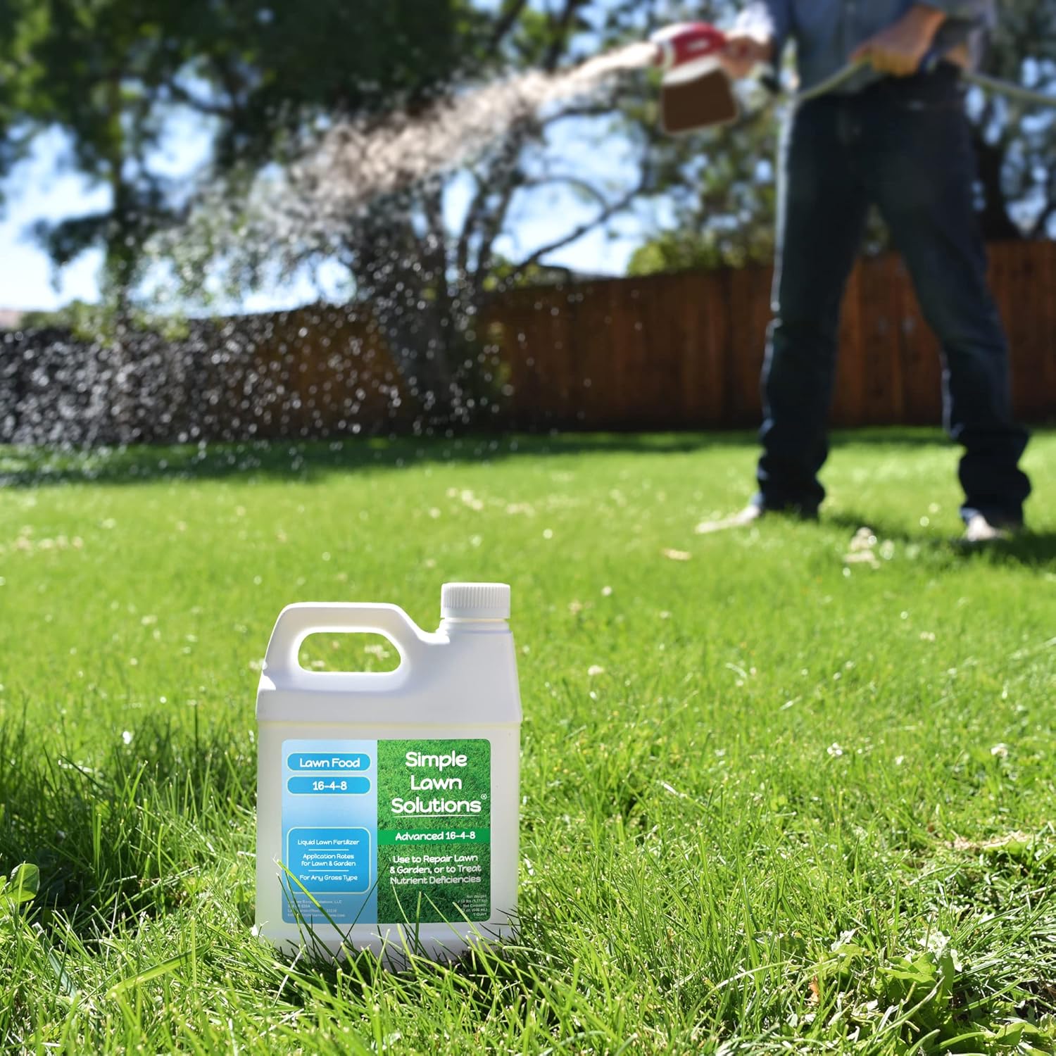 Advanced 16-4-8 Lawn Fertilizer - Liquid Lawn Food Spring & Summer Concentrated Spray - Any Grass Type- Fish and
