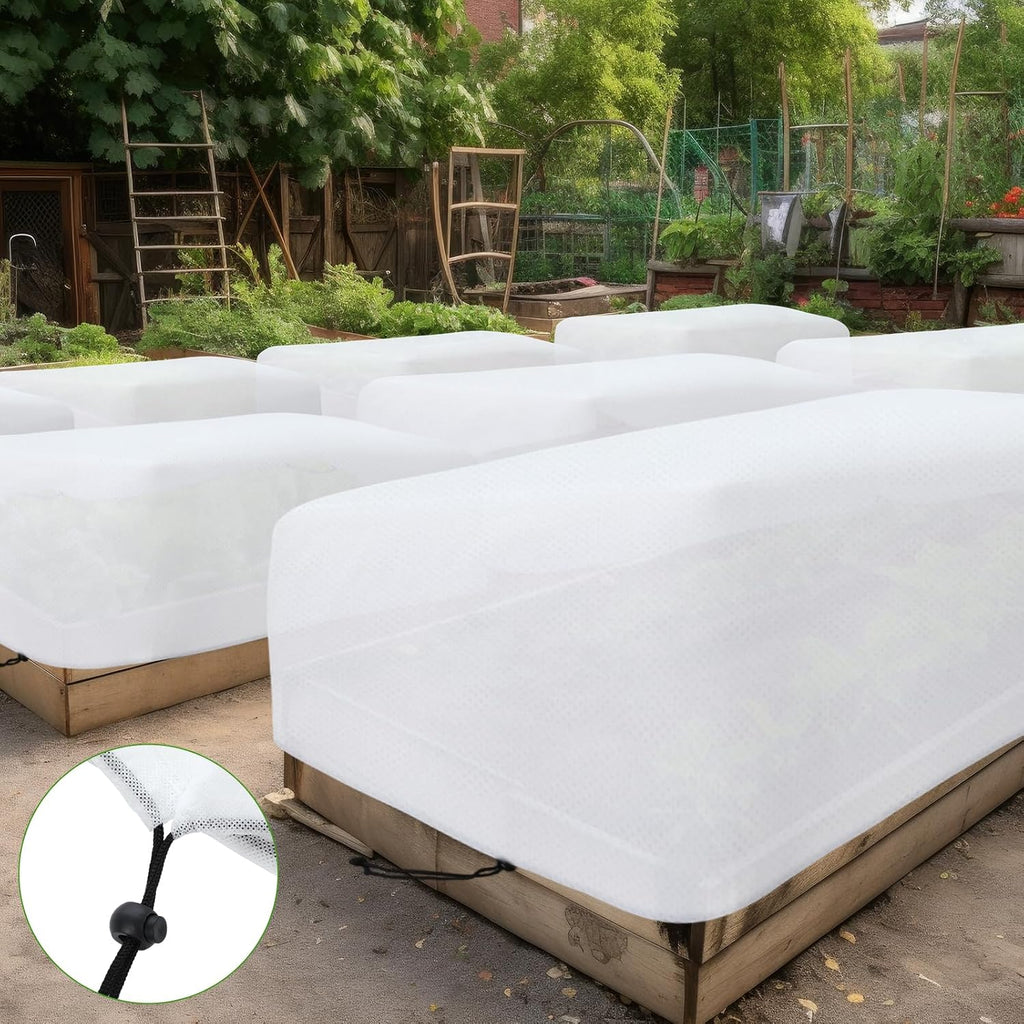 4 Pcs Winter Plant Covers Freeze Protection 4.1 x 2 x 1.6 ft Oval Raised Garden Bed Cover with Drawstring, 2.1oz/yd²