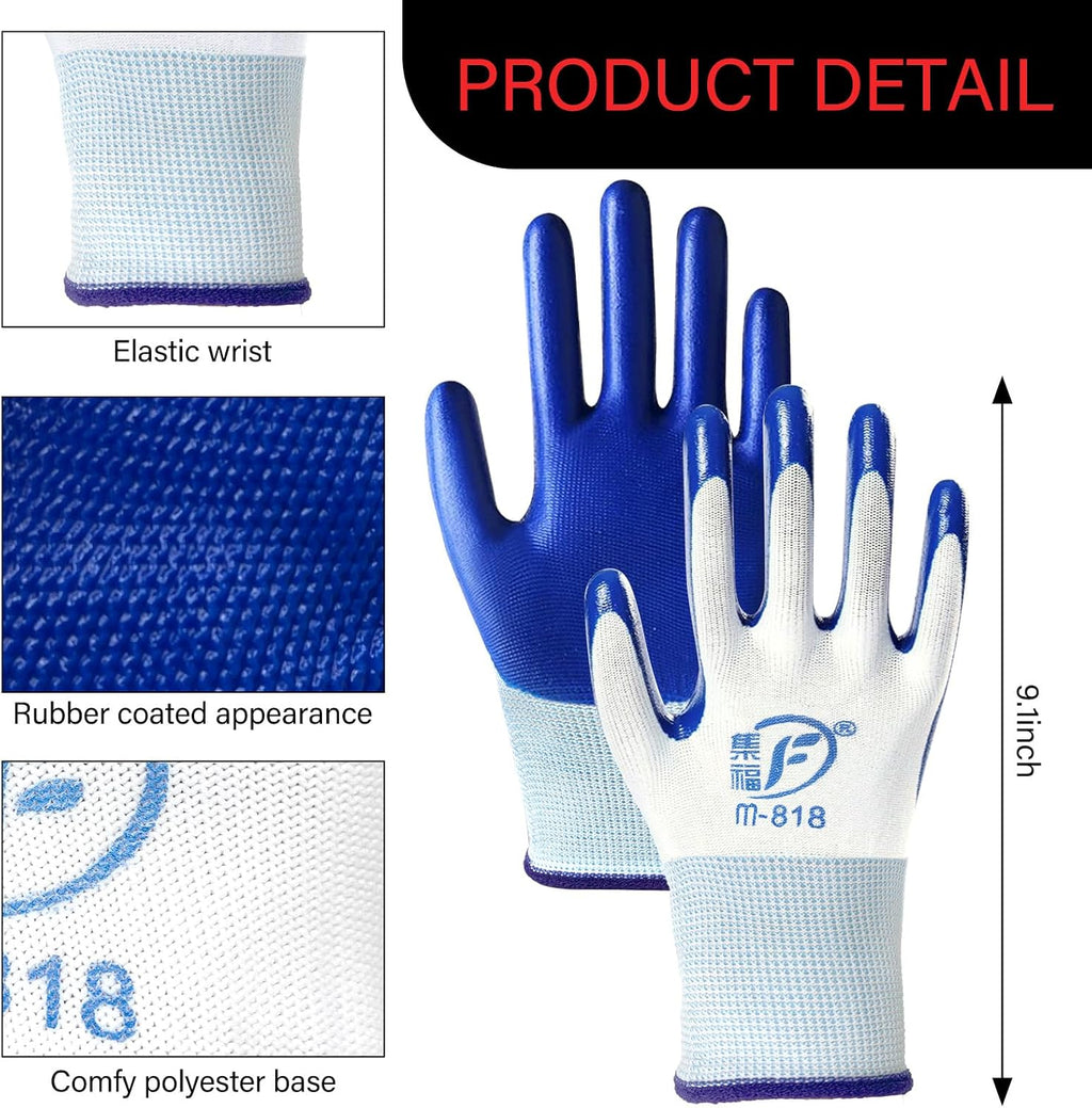 90 Pairs Gardening Gloves Bulk for Men Women Breathable Rubber Coated Safety Garden Work Gloves 9.1 Inch Working Gloves