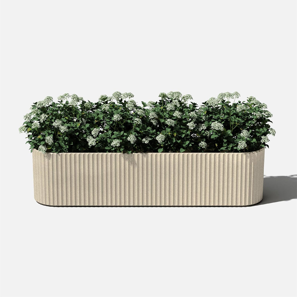 Veradek Demi Series Window Box Planter - Round Outdoor Planter | Made From a Durable Plastic-Stone Composite With