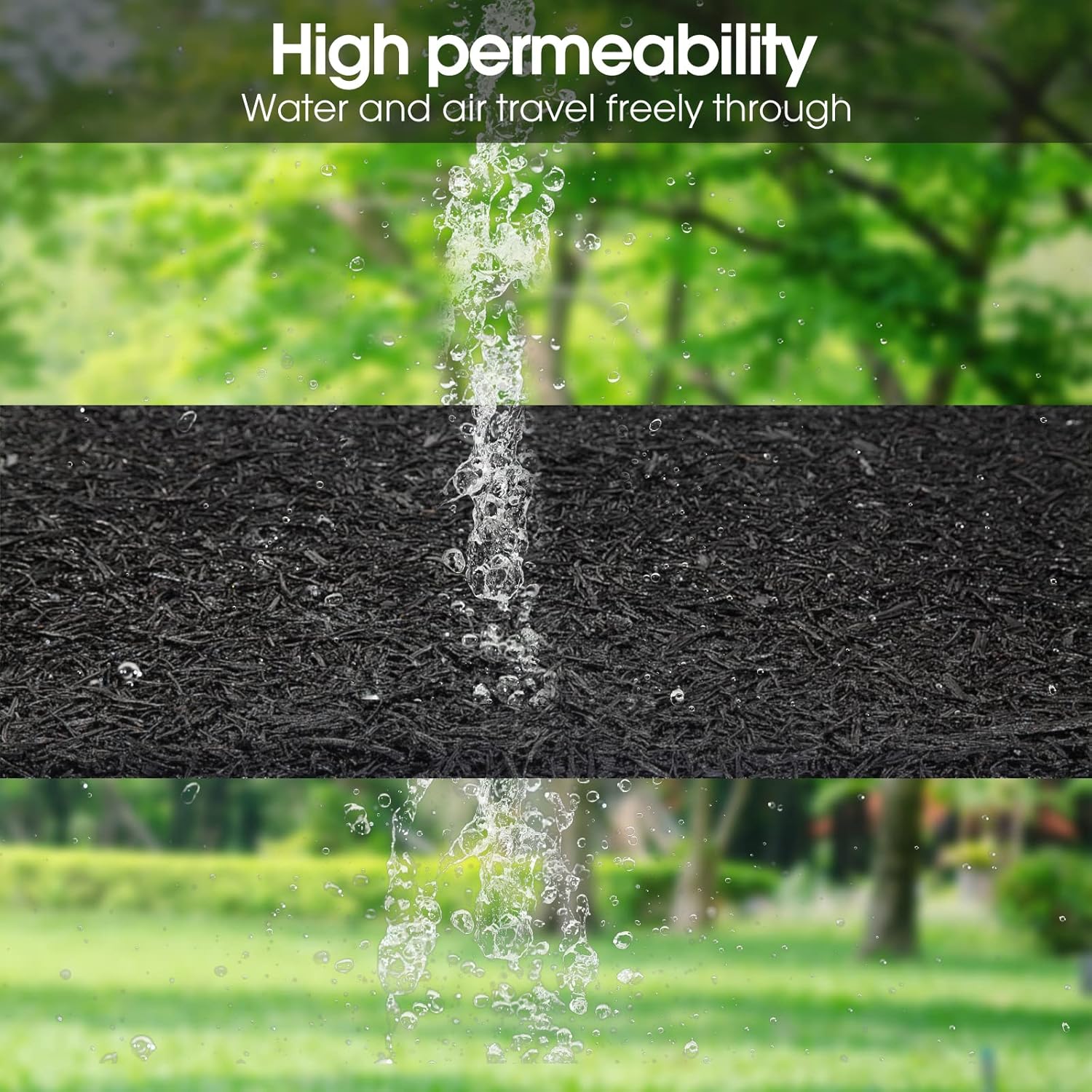 Harmiden 2 Pack Recycled Rubber Mulch Mat Roll Black Permanent Mulch Walkway Pathway for Landscaping Outdoor 8' x 2'