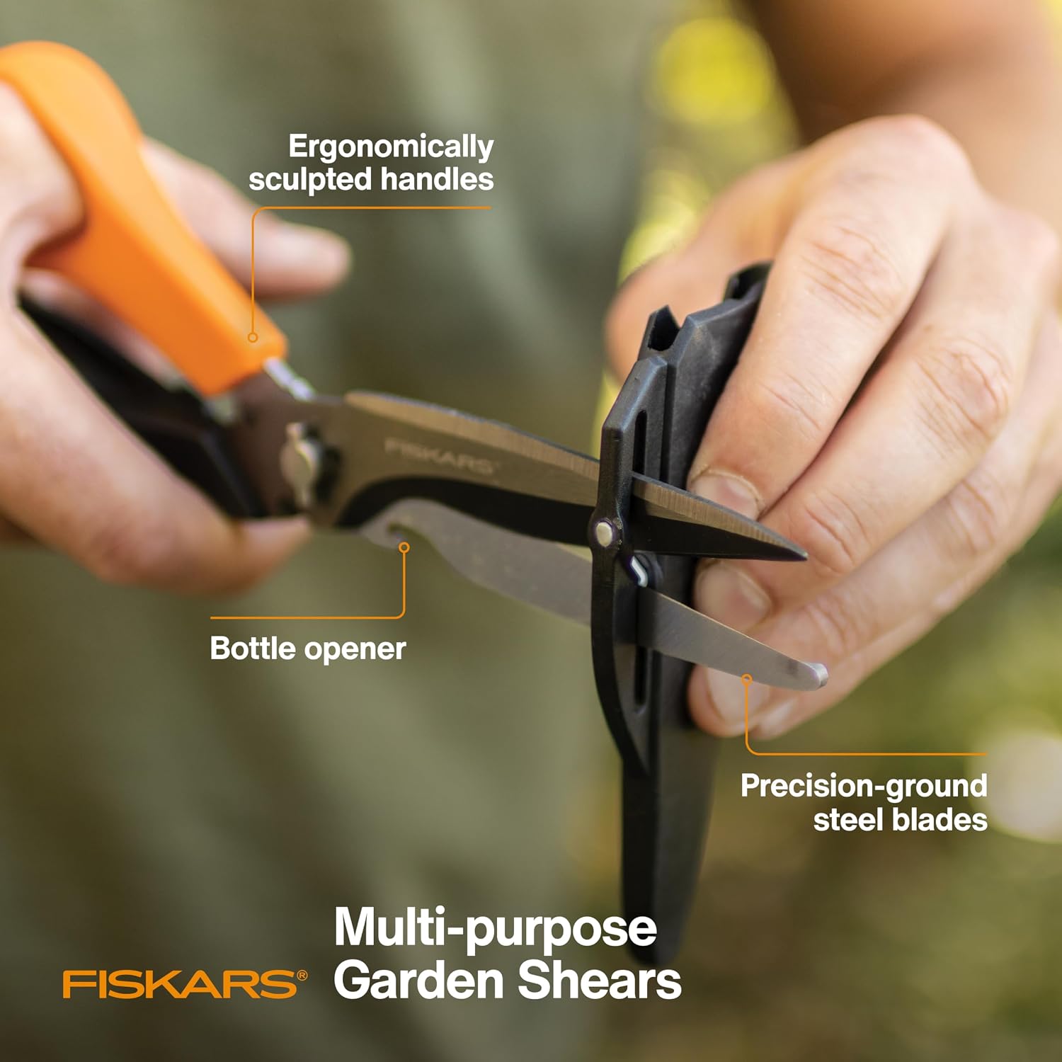 Fiskars 9" 7-in-1 Heavy-Duty Garden Scissors Multi-Tool with Sheath | Take-Apart Shears with Power Notch, Wire & Twine