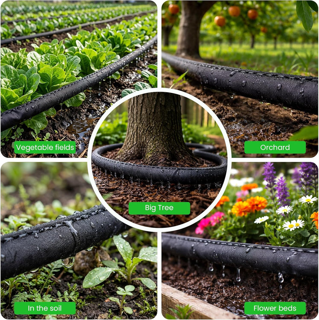 MIXC 2026-Thickened Soaker Hose 100Ft with Copper Joint,Saving 80% Water | Aluminum Seal,1mm Thickened Hose,360°Swival