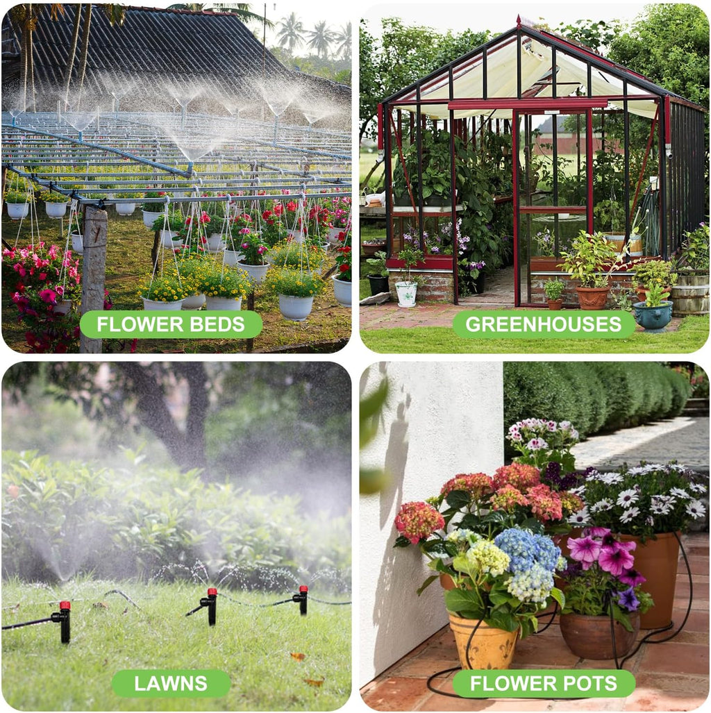 230FT Drip Irrigation System for Garden with 40 Nozzles & Emitters, Garden Watering System with 1/2" & 1/4" Tube and